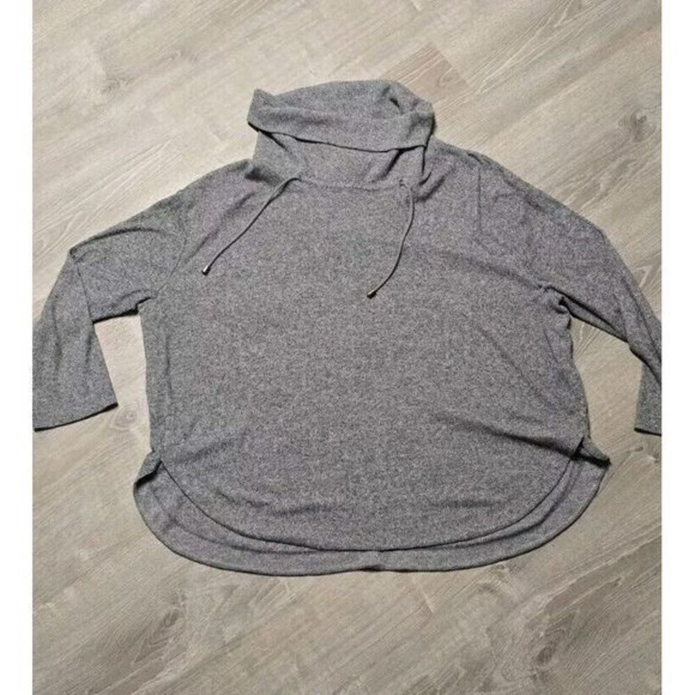 Ava & Viv Women's Gray Black Turtle/Cowl Neck Leisure Sweatshirt Size 3X